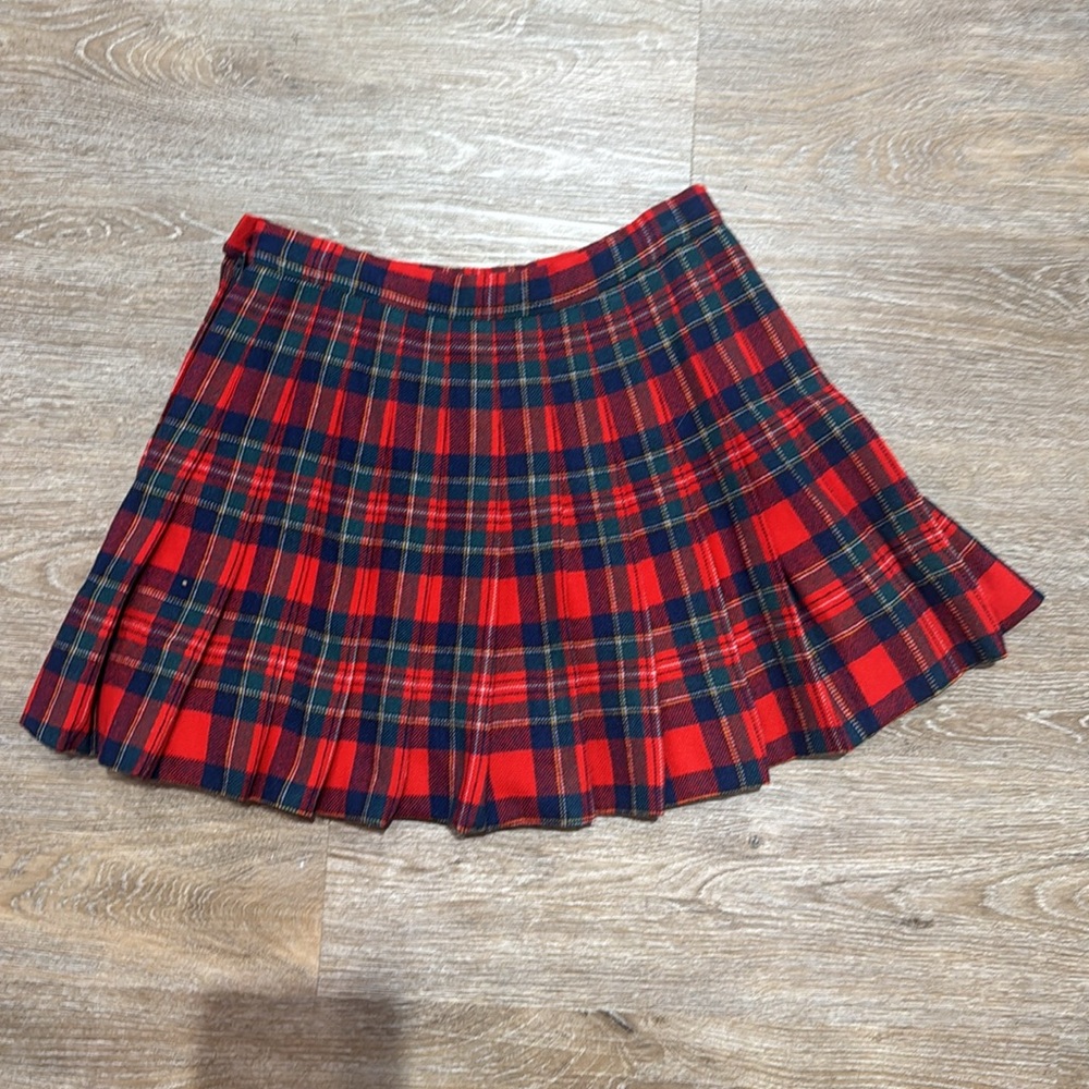 Plaid vintage wool pleated tartan Skirt